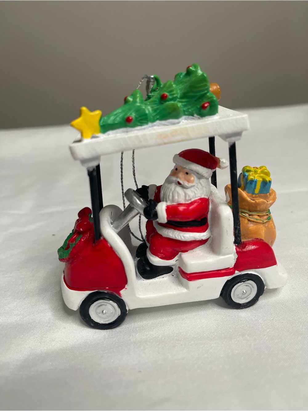 Santa Golf Cart Ornament - Red & White Kids Toy